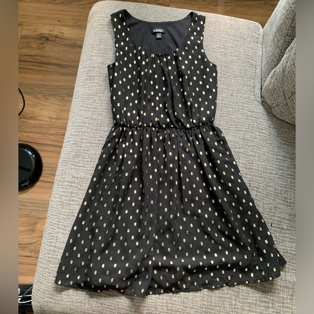 Black and Gold Dotted Tank Top Dress by A Byer Size S